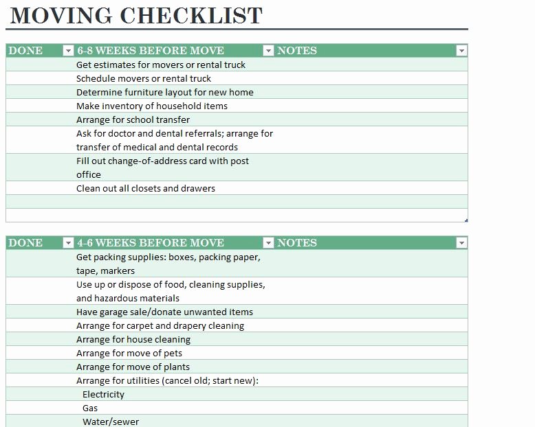home moving checklist