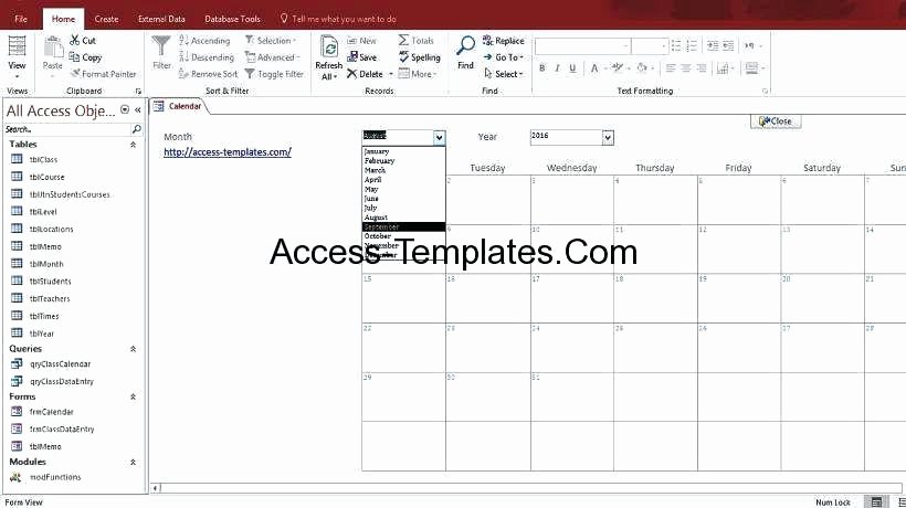 Ms Access Calendar Template Unique Ms Access Calendar form Template Templates Station