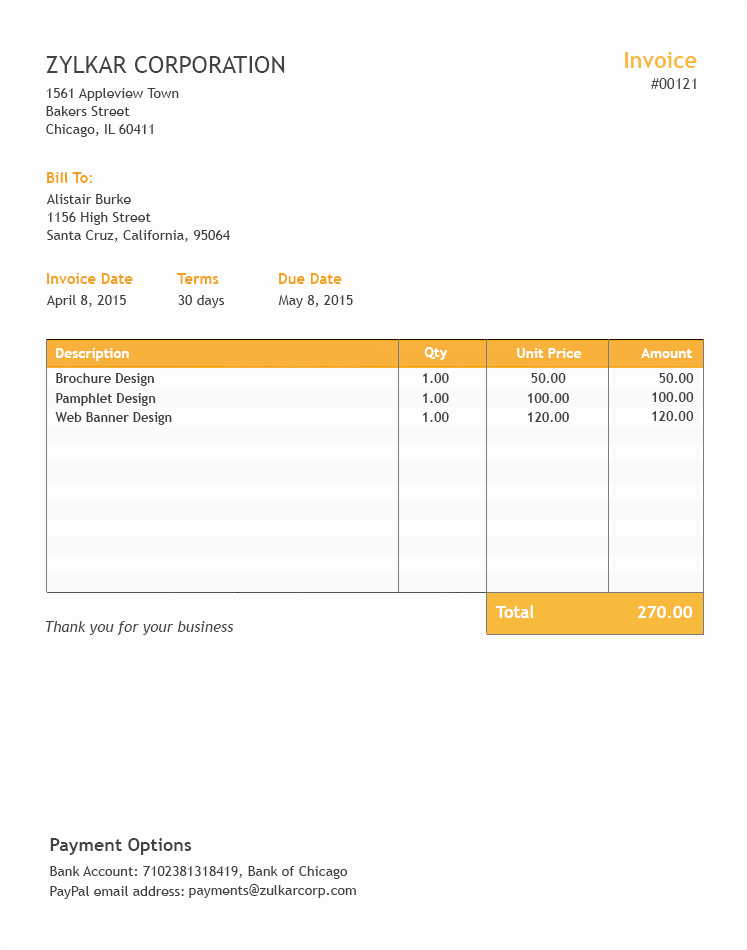 Ms Access Invoice Template Elegant Free Excel Invoice Template Zoho Invoice