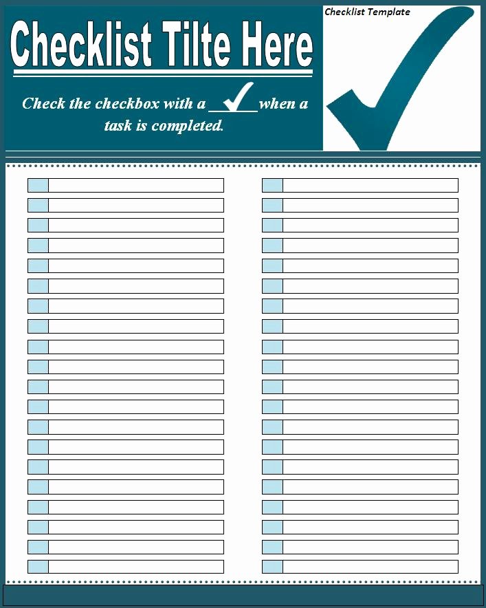Ms Word Check Template Awesome Checklist Template Free formats Excel Word