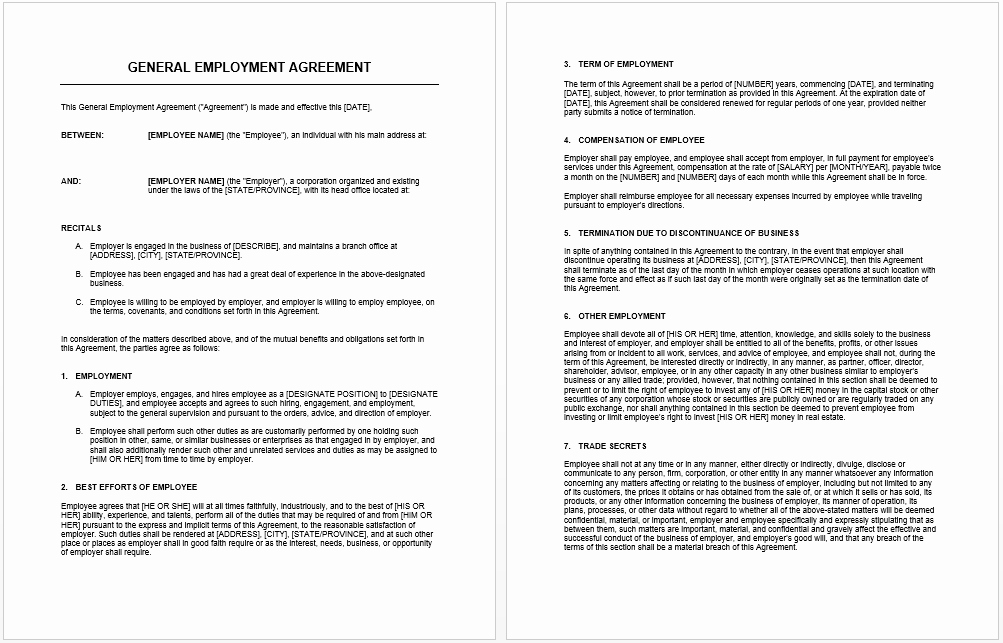 Ms Word Contract Template Elegant General Agreement Template Microsoft Word Templates