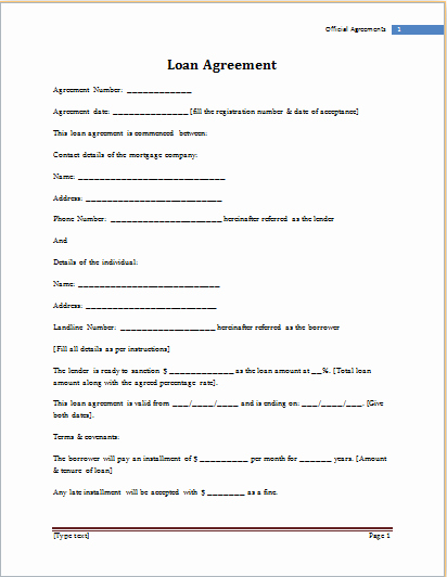 Ms Word Contract Template Elegant Ms Word Loan Agreement Template