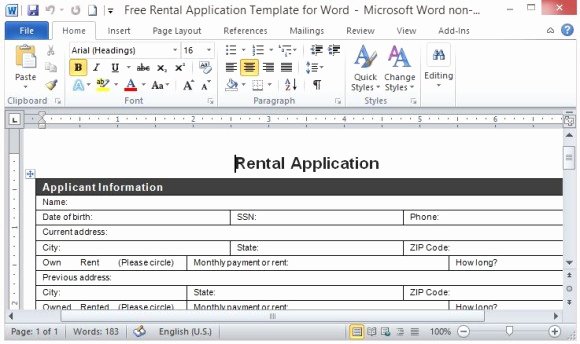Ms Word form Template Best Of Free Rental Application Template for Word