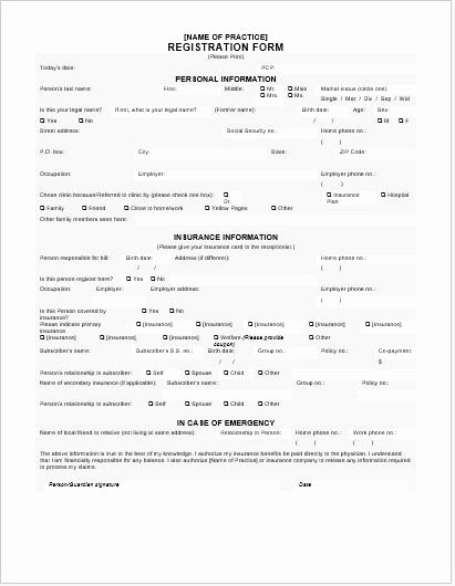 Ms Word form Template Luxury Generic Registration form Template for Ms Word