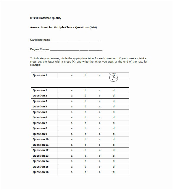 Multiple Choice Template Word Awesome 11 Answer Sheet Templates Pdf Doc