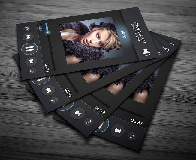 Music Business Cards Template Awesome Free Music Player Style Business Card Template Psd Titanui