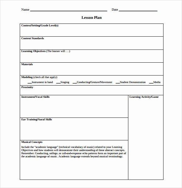 Music Business Plan Template Best Of Sample Music Lesson Plan Template 7 Download Documents