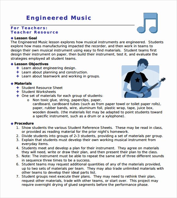 Music Lesson Plan Template Elegant 9 Music Lesson Plan Templates Download for Free