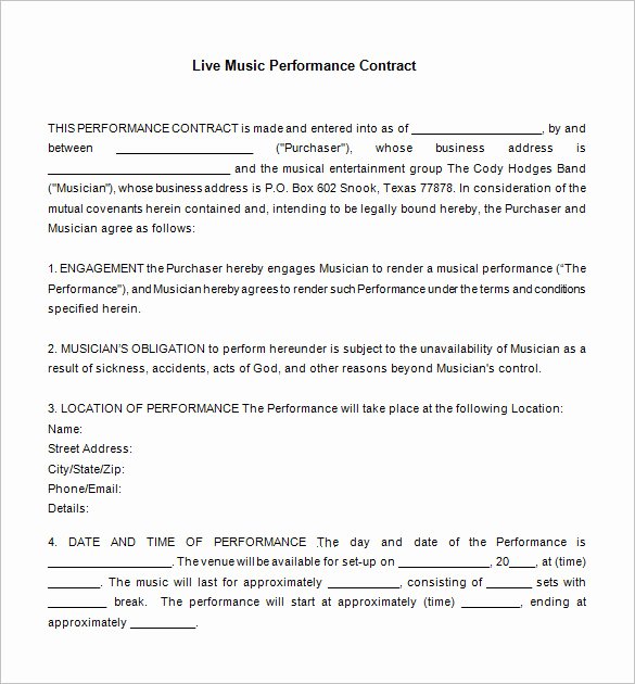 Music Performance Contract Template Elegant 20 Music Contract Templates Word Pdf Google Docs