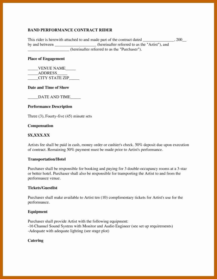 Music Performance Contract Template Luxury 8 9 Band Contract Template