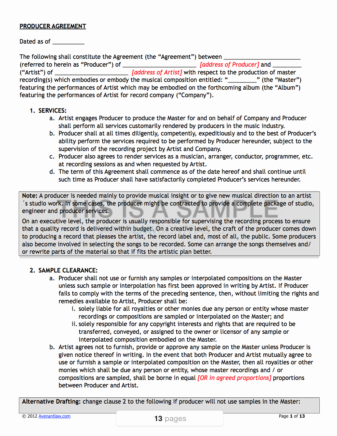 Music Producer Contract Template Beautiful Producer Contract for Working with A Signed Artist