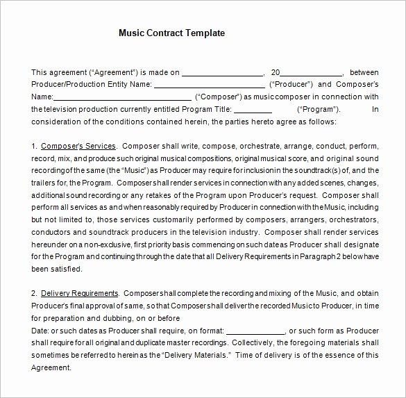 Music Producer Contract Template Fresh 20 Music Contract Templates Word Pdf Google Docs