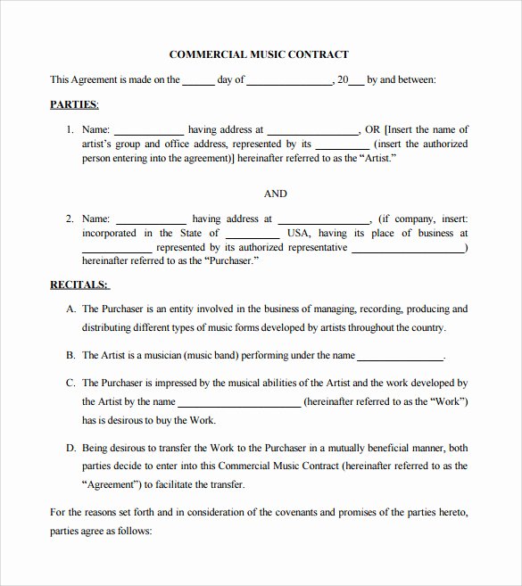 Music Producer Contract Template Fresh Music Contract Template 10 Download Documents In Pdf
