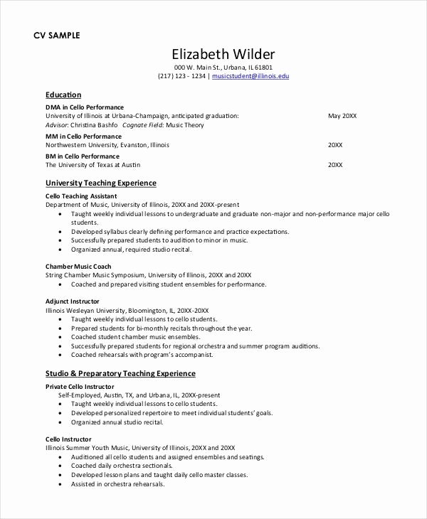 Music Teacher Resume Template Awesome Teacher Resume Examples 23 Free Word Pdf Documents