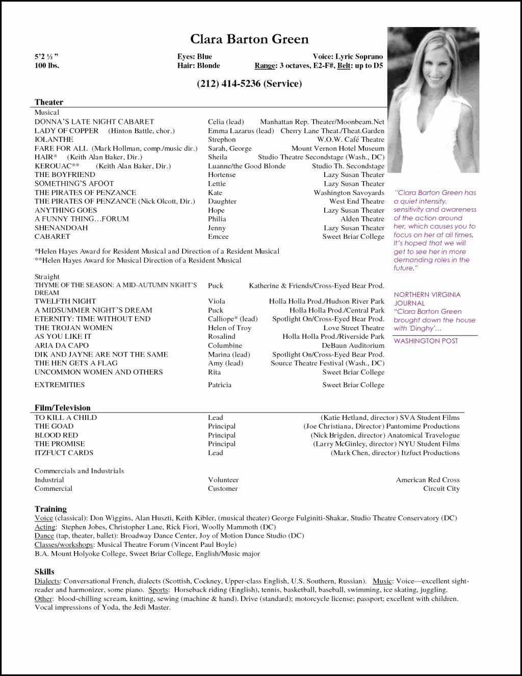 Musical theatre Resume Template Best Of Resume and Template Fabulous Musical theatre Resume