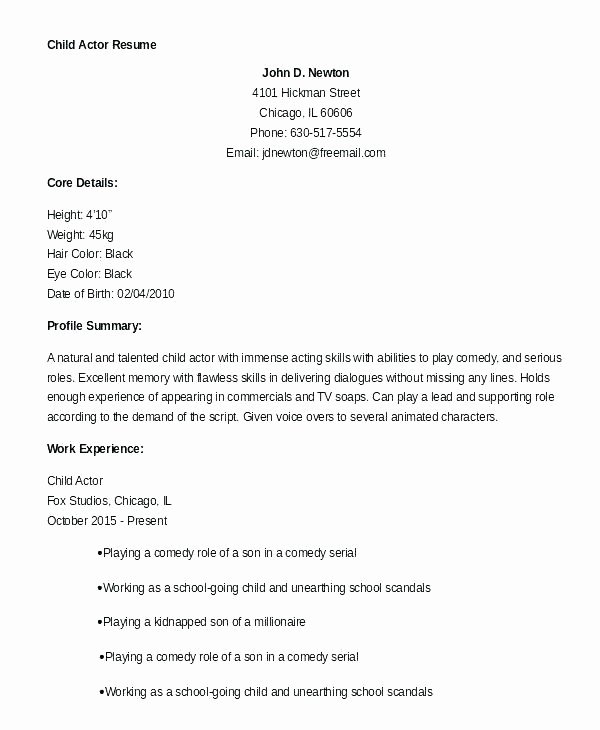 Musical theatre Resume Template Elegant Free Acting Resume Template Related Post Word Doc