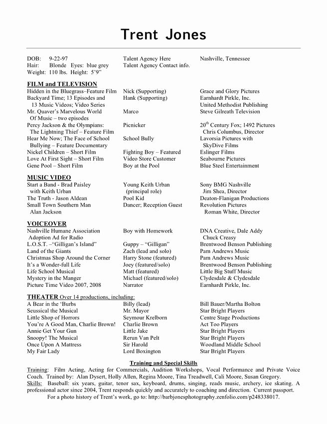 Musical theatre Resume Template Inspirational Musical theatre Resume Examples Best Resume Collection