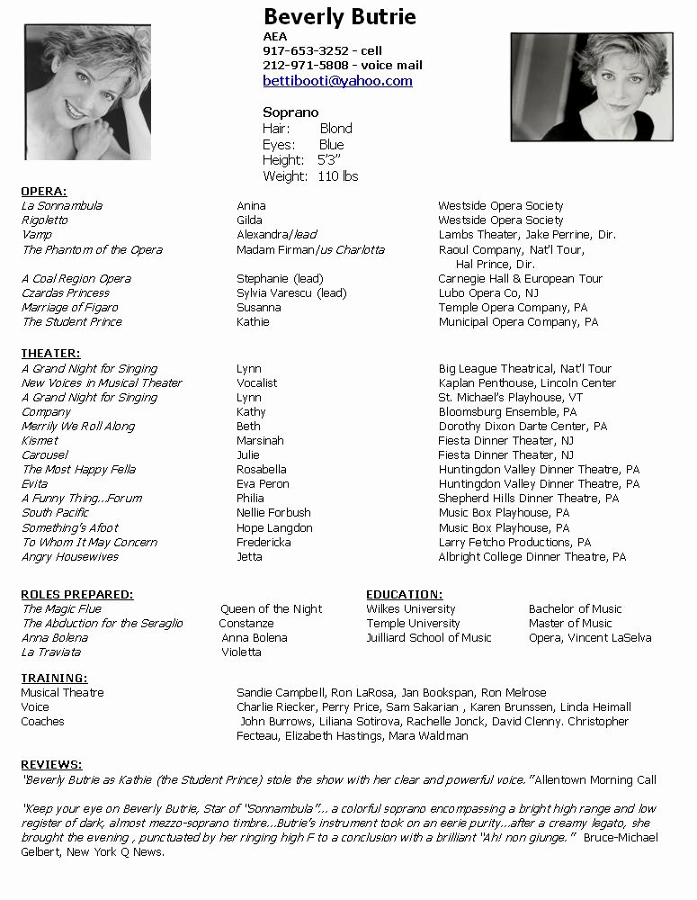 Musical theatre Resume Template Luxury Musical theater Resume Template Cover Letter Samples