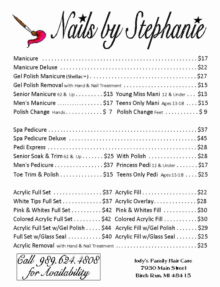 Nail Price List Template Lovely Best 25 Nail Salon Prices Ideas On Pinterest