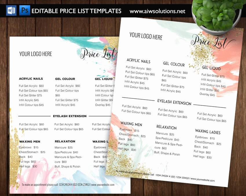 Nail Price List Template Luxury Pricing List Template Price List Template Menu Template