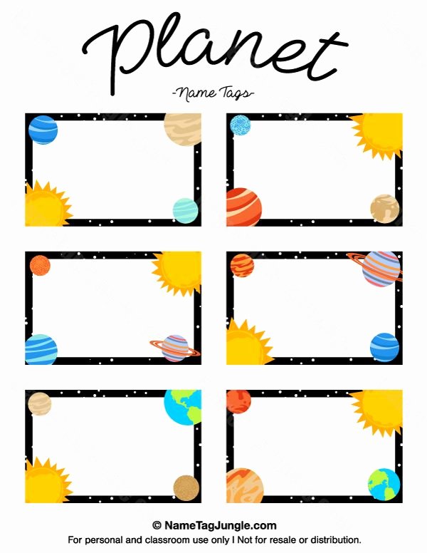 Name Tag Template Free Awesome Free Printable Planet Name Tags the Template Can Also Be
