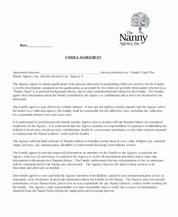 Nanny Contract Template Word New Nanny Contract Template Employment Sample Free Documents