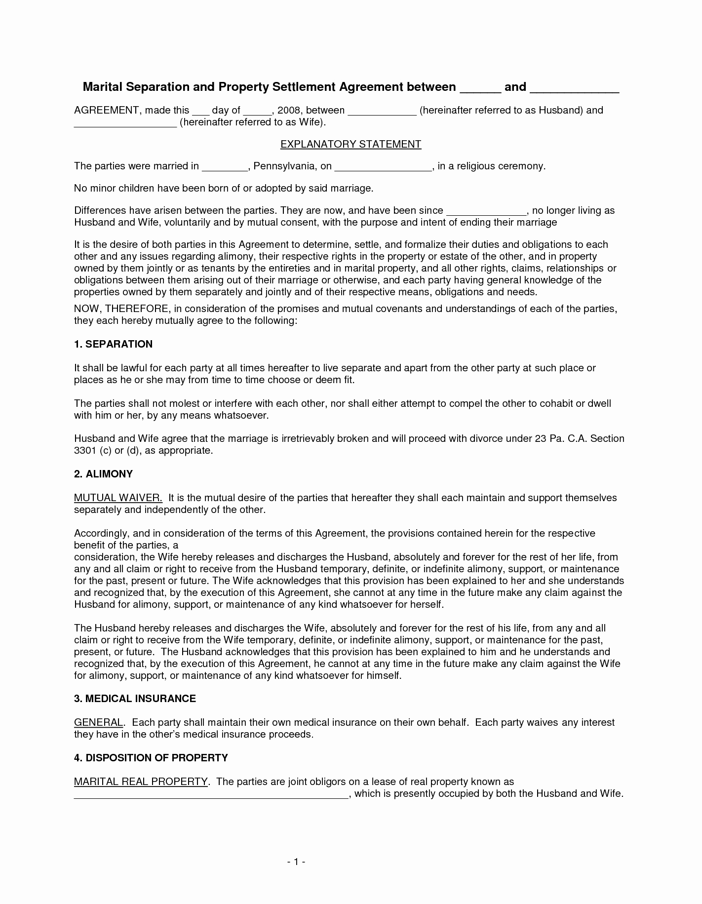 Nc Separation Agreement Template Lovely Best S Of Free Marital Separation Agreement forms