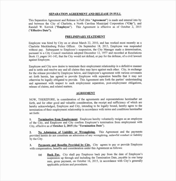 Nc Separation Agreement Template Luxury Separation Agreement Template