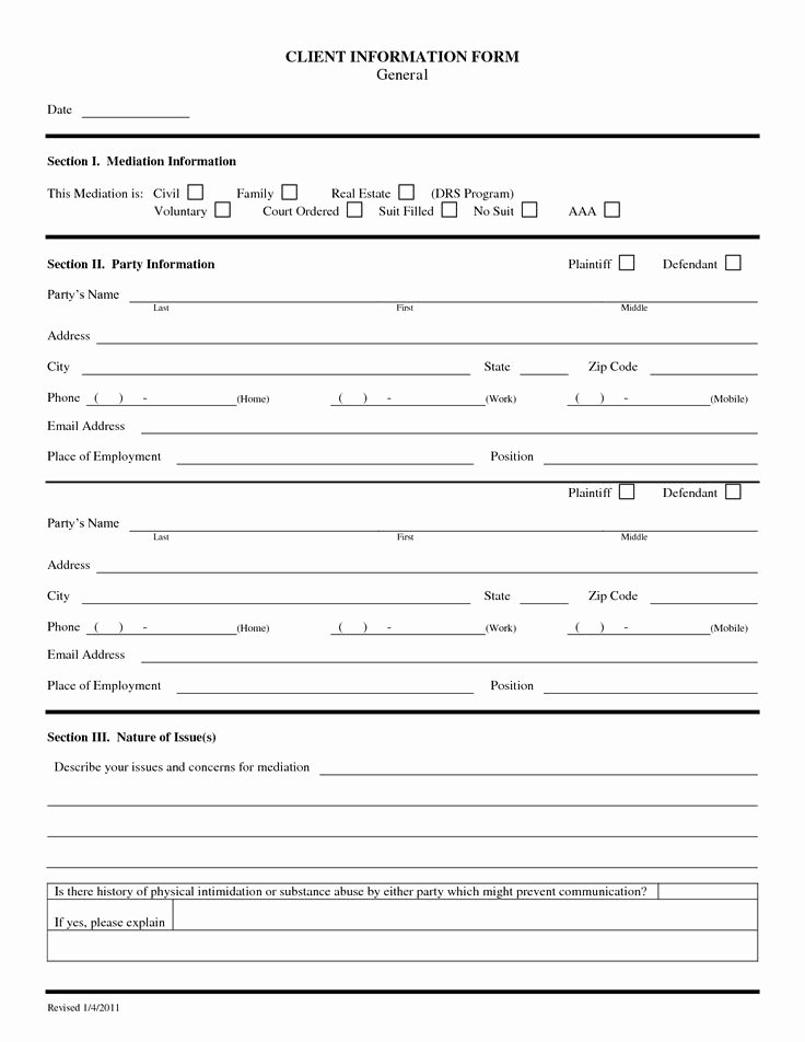 New Customer form Template Inspirational Real Estate New Client Information form Template