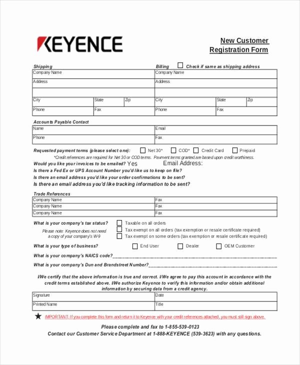 New Customer form Template Luxury Registration form Templates