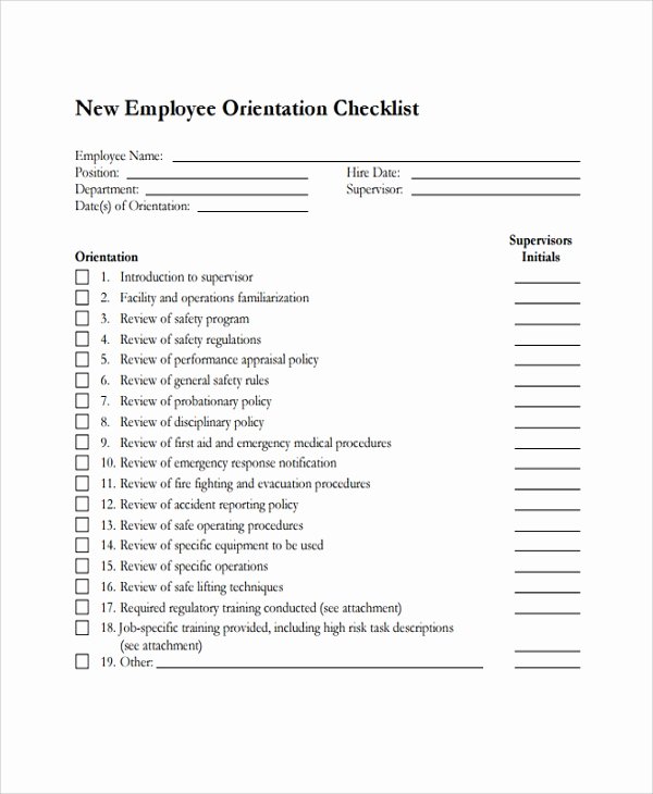 New Employee orientation Template Beautiful 16 New Employee Checklist Templates