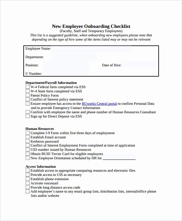 New Employee orientation Template Fresh 35 Checklist Templates Free Sample Example format