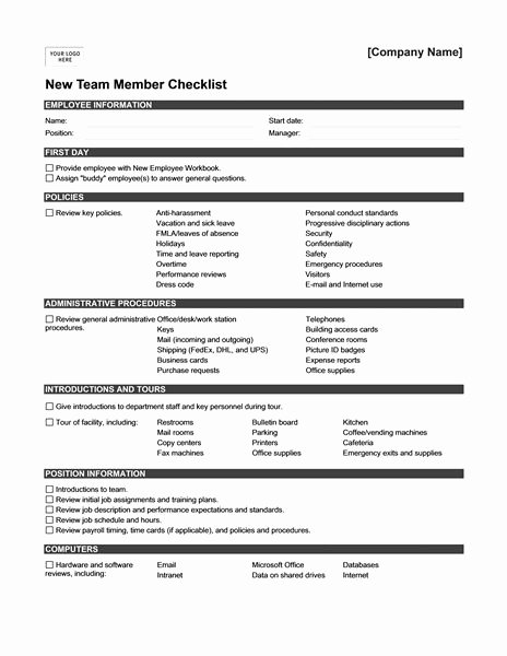 New Employee orientation Template Fresh New Employee orientation Checklist Templates