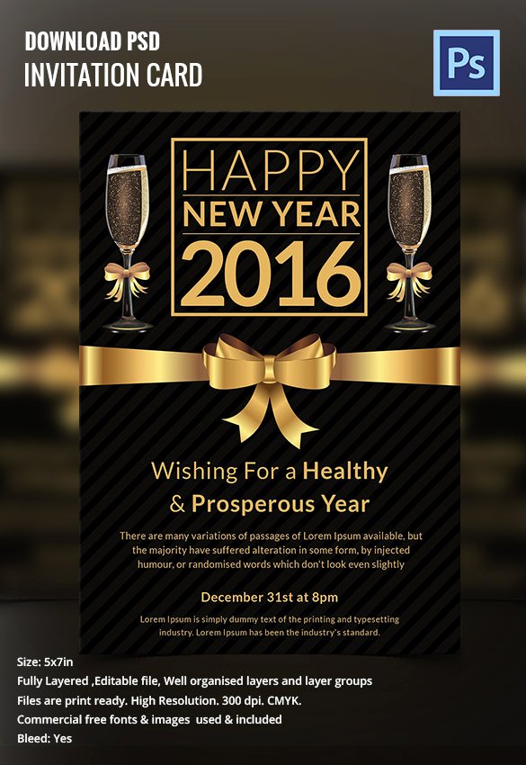 New Year Card Template Elegant 28 New Year Invitation Templates – Free Word Pdf Psd
