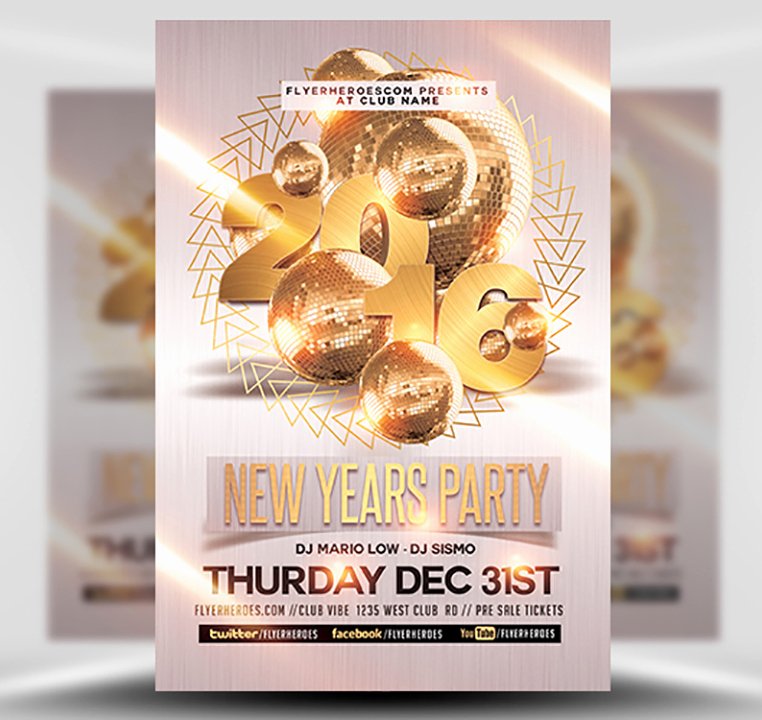 new year party flyer template 2