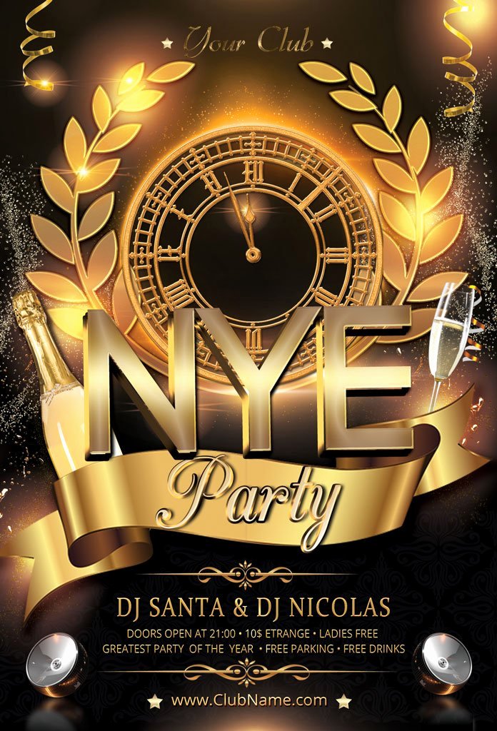 New Year Flyer Template New New Year Party Flyer Flyer Templates Creative Market