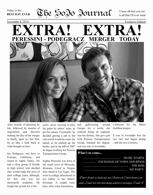 Newspaper Wedding Announcement Template Unique In the News Ideas for Your Wedding Wedding Newspaper