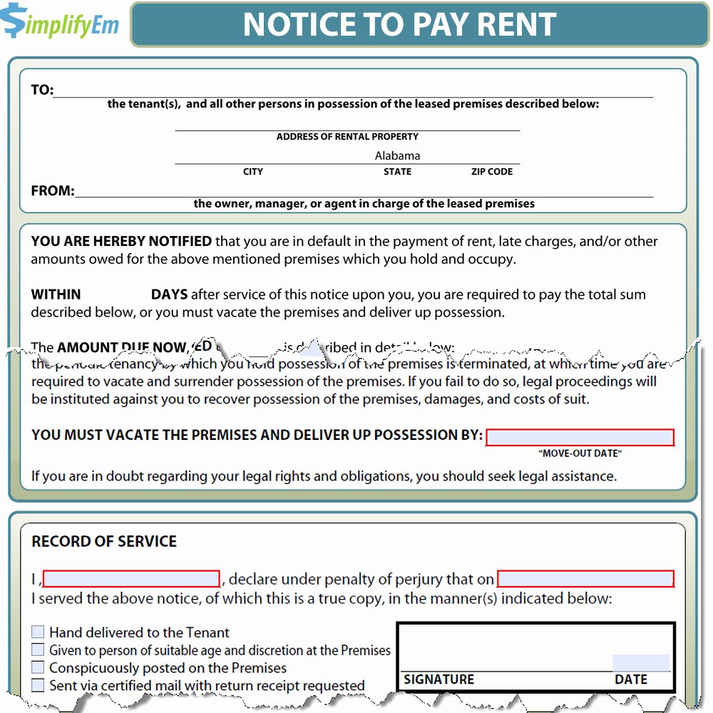 Nj Eviction Notice Template Fresh Notice to Pay Rent