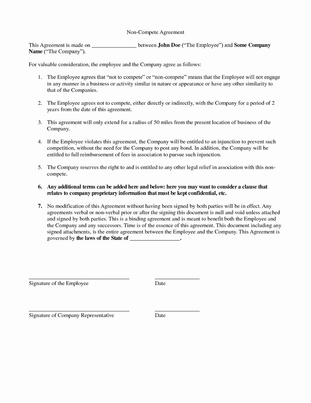 No Compete Clause Template Beautiful Contract Template Termination Clause Templates