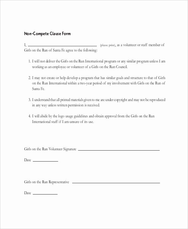 No Compete Clause Template New General Non Pete Agreement – 10 Free Word Pdf