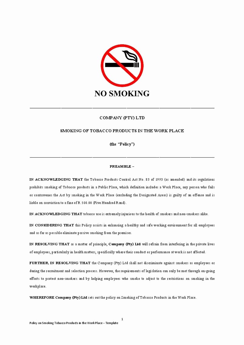 No Smoking Policy Template Awesome Smoking Policy Template Templates Data