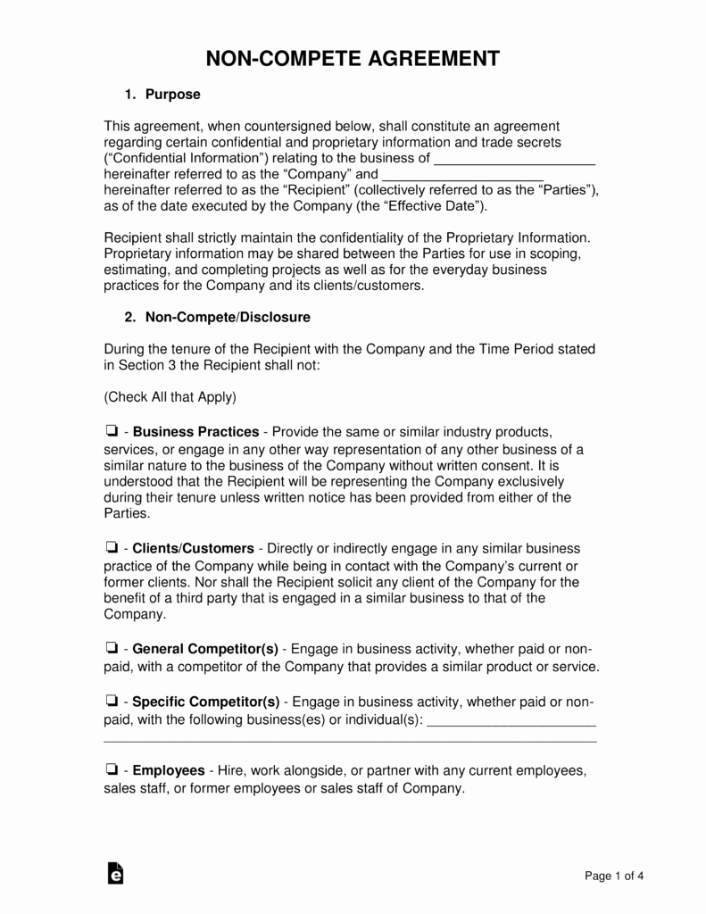 Non Compete Agreement Template Best Of Non Pete Agreement Templates