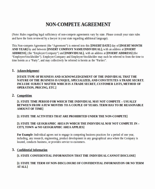 Non Compete Agreement Template New 21 Non Disclosure Agreement Templates Free Sample