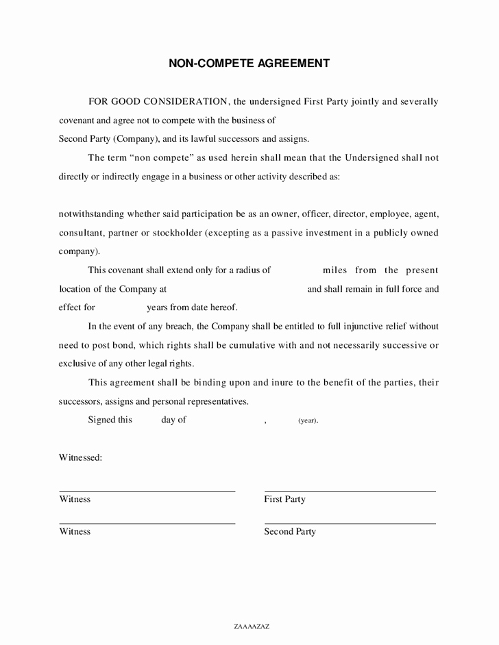 Non Compete Clause Template Awesome Non Pete Agreement form – Emmamcintyrephotography