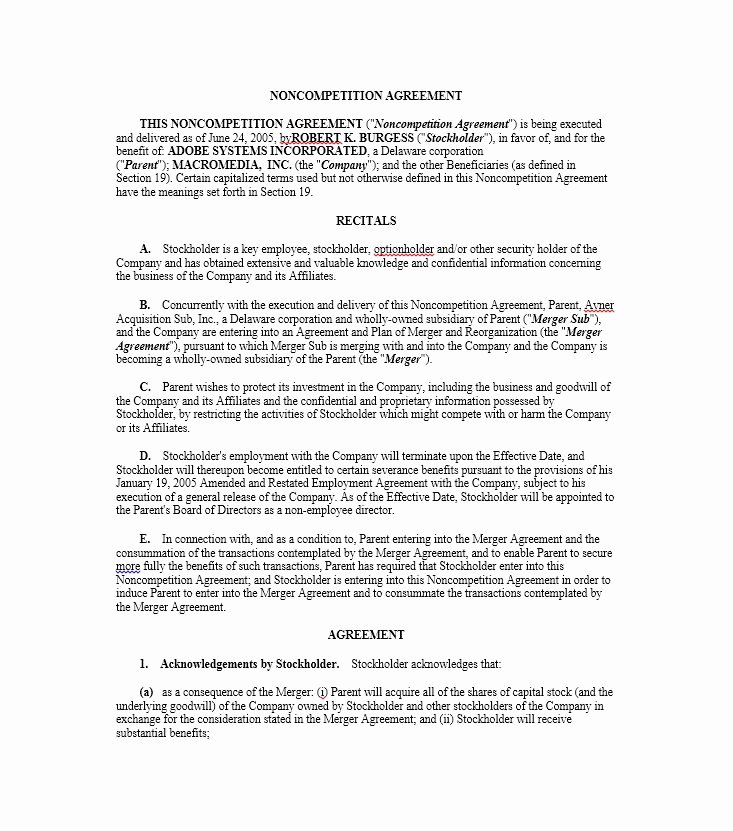 Non Compete Contract Template Awesome 39 Ready to Use Non Pete Agreement Templates Template Lab