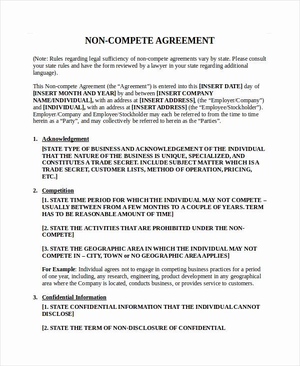 Non Compete Contract Template Inspirational Confidentiality Agreement Template 12 Free Pdf Word