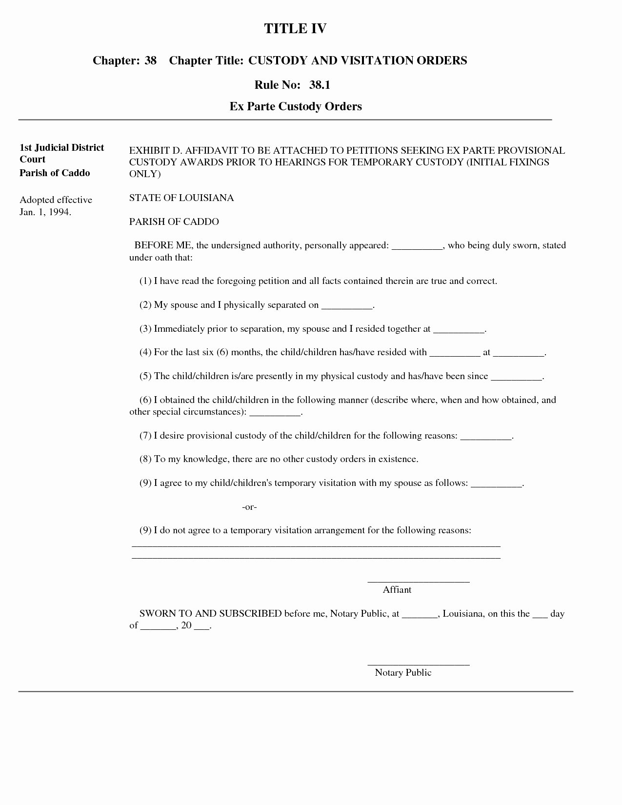 Notarized Custody Agreement Template Unique Temporary Custody Letter Template Download
