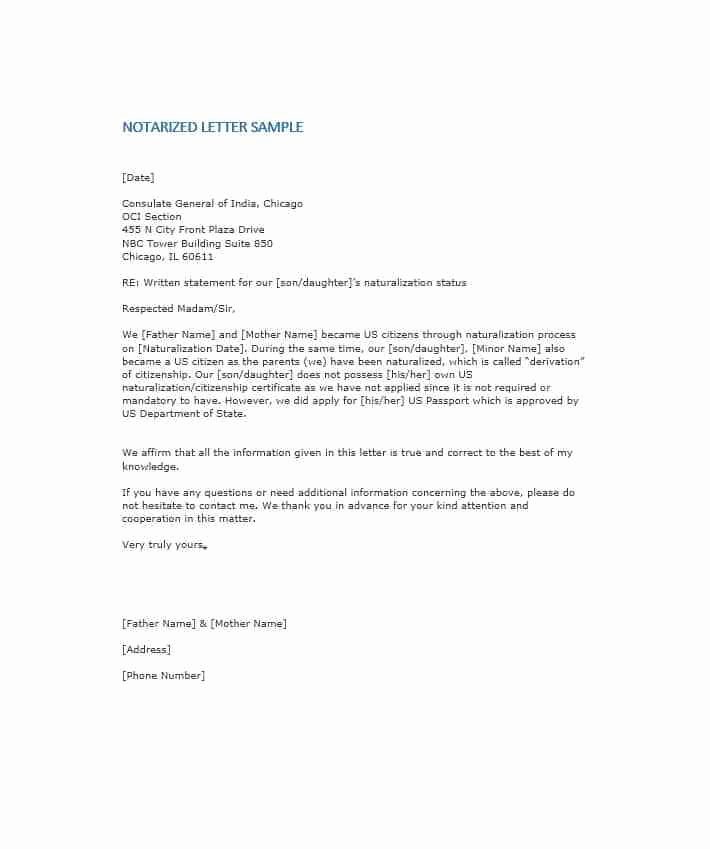 Notarized Letter Template Word Luxury Free Notarized Letter Template Sample format Example