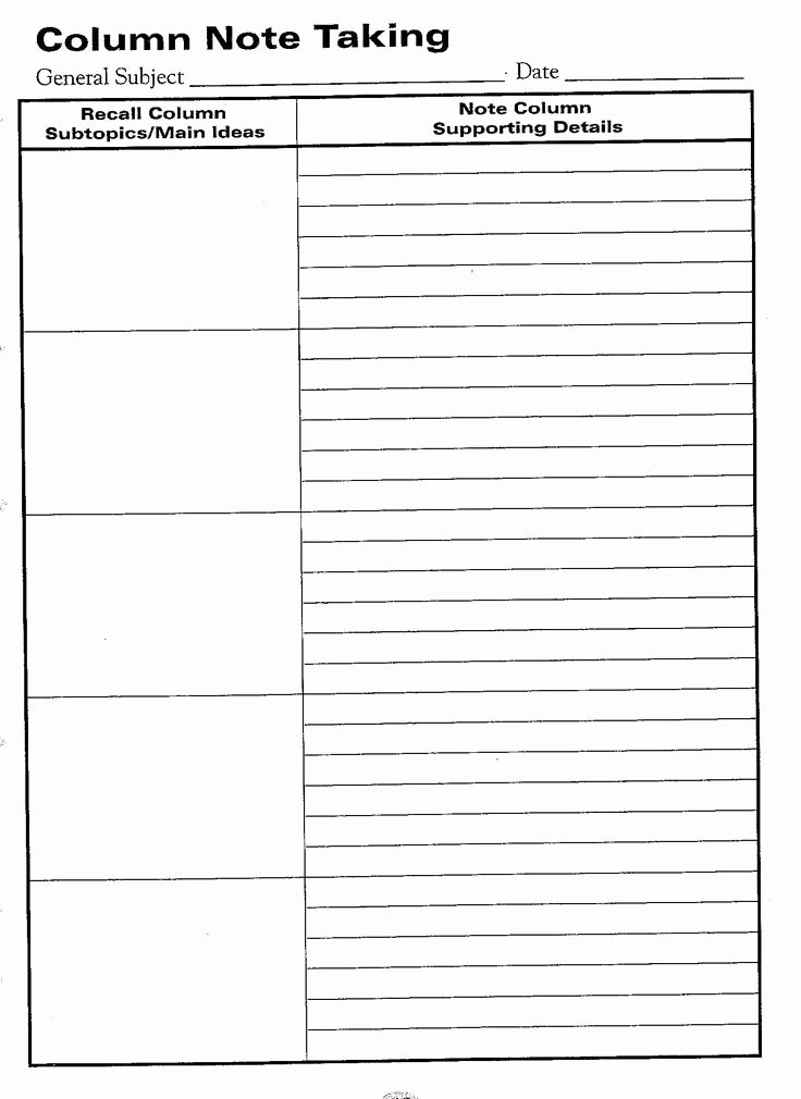 Note Taking Template Pdf Awesome Free Printable Cornell Notes Graphic organizer