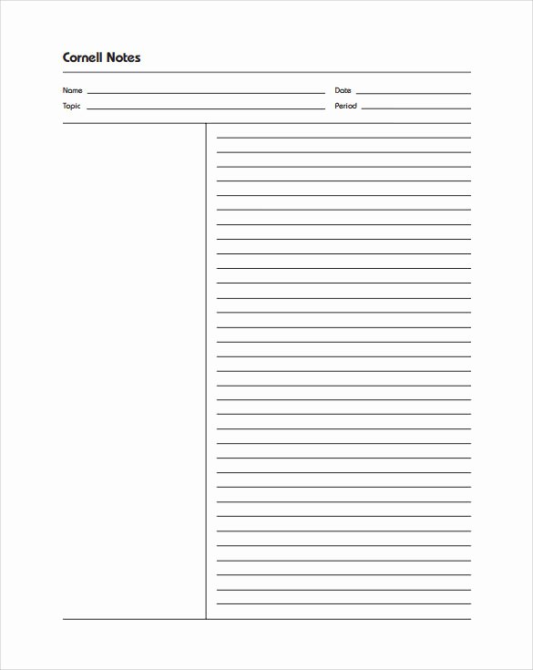 Note Taking Template Pdf Elegant Sample Cornell Notes Paper Template 7 Free Documents In